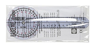 Baseline� Plastic Goniometer - 360 Degree Head - 8 inch Arms